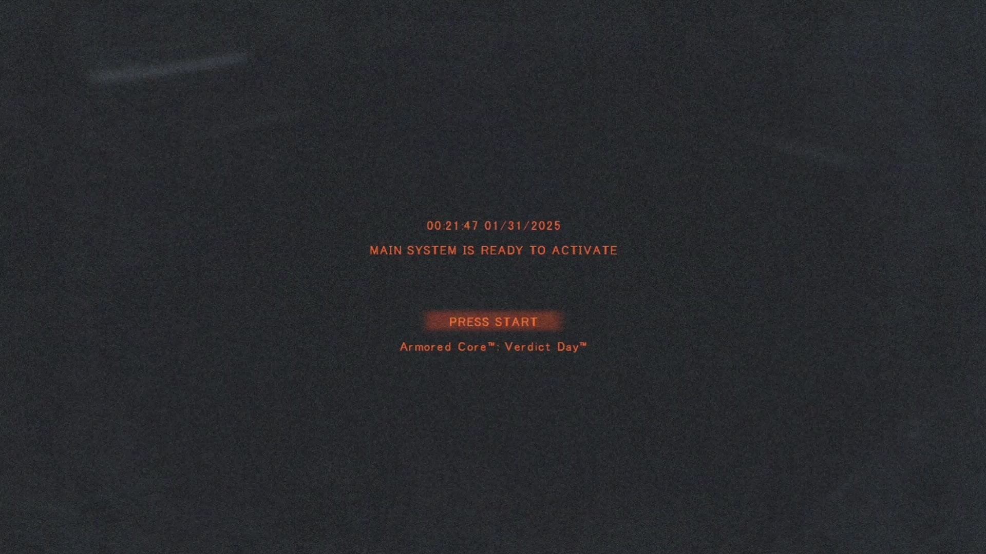 Armored Core: Verdict Day title screen for Xbox 360